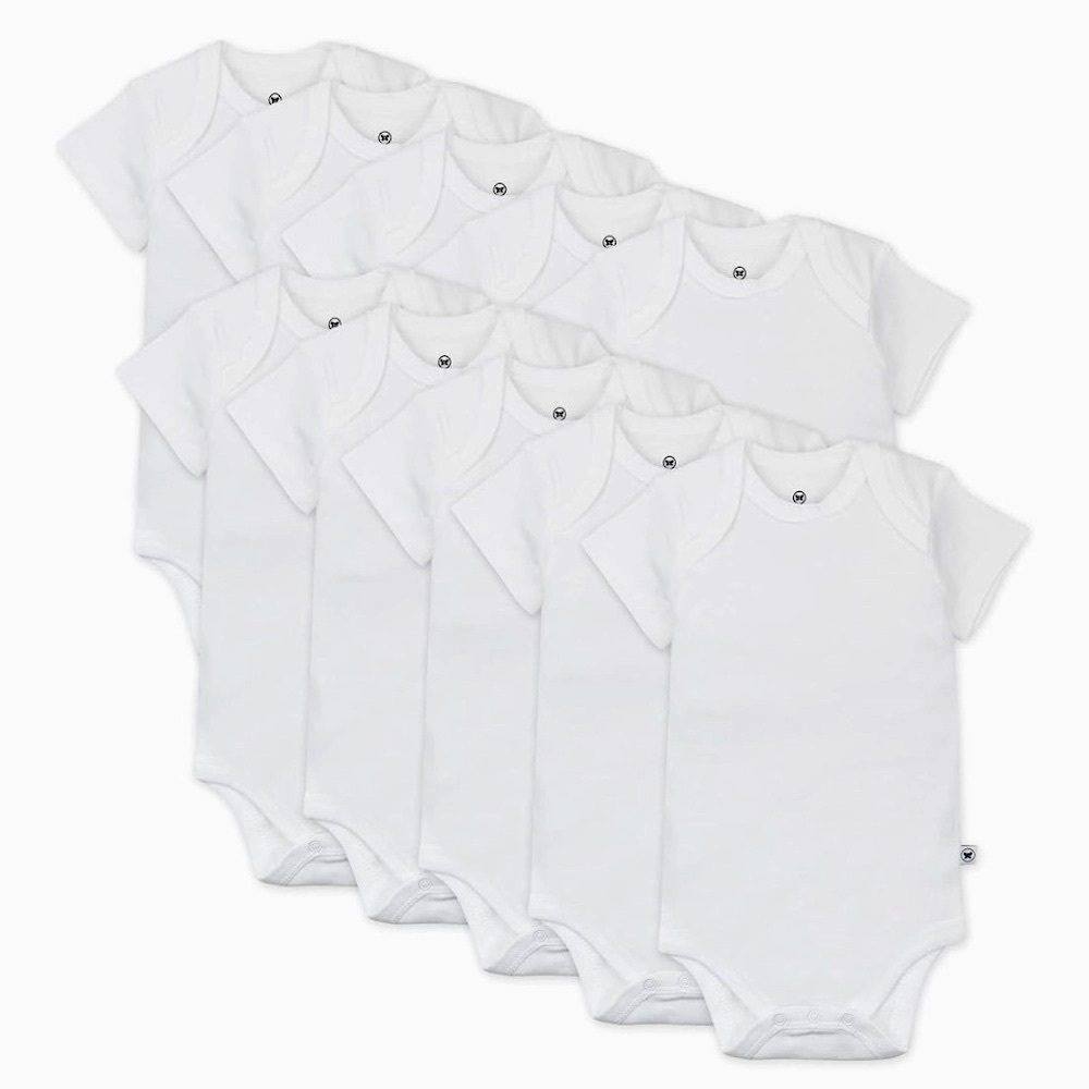 NWT - Honest Baby Bundle - White Bodysuits - Size 3-6 M - Set of 10